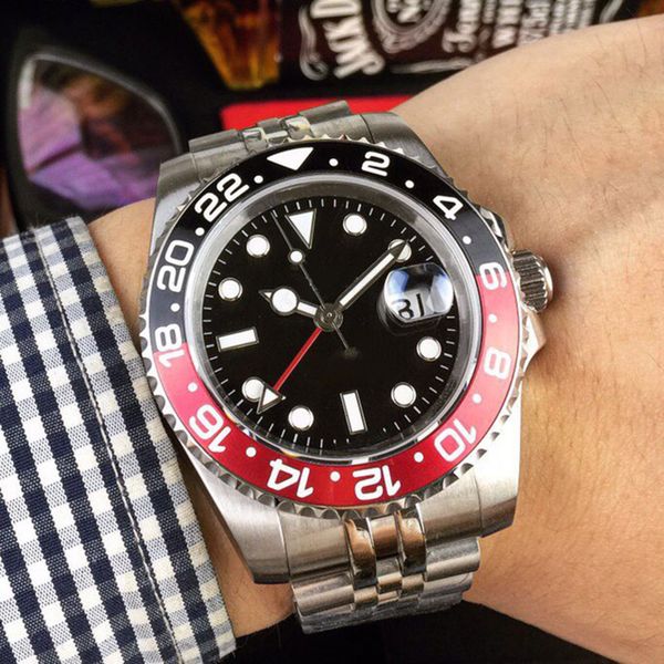 

watch mens automatic mechanical movement watches 40mm business wristwatches waterproof montre de luxe strap adjustable self-wind wristwatch, Slivery;brown