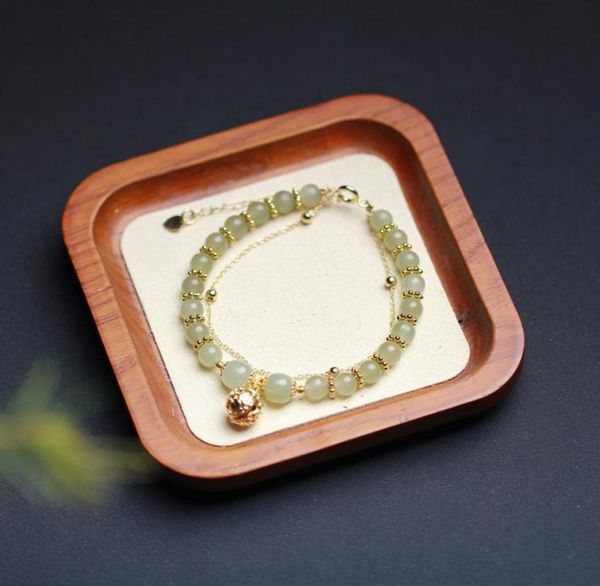 

bracelet natural an jade clear water round bead gold devouring beast bracelet girls039 hand jewelry simple and versatile sin2108677, Golden;silver