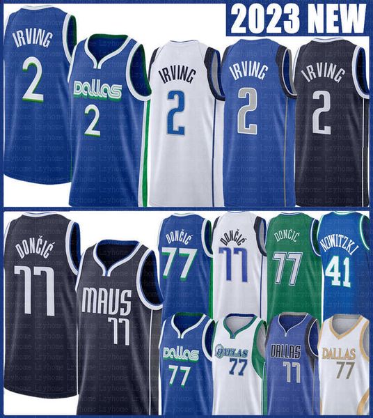 

Luka Doncic Kyrie Irving Basketball Jerseys Dirk Nowitzki Maverick City 77 11 Blue Black Edition Green Jersey 2022, Mens