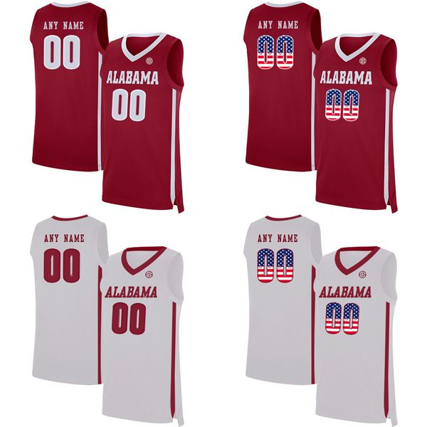 

custom alabama crimson tide jerseys men college white red us flag fashion customize university basketball wear size stitched jersey, Black