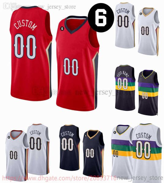 

custom 2023 new printed basketball jerseys 3 cj 14 brandon mccollum ingram 13 kira lewis jr. 25 trey murphy iii 1 zion 11 daniels williamson, Black;red