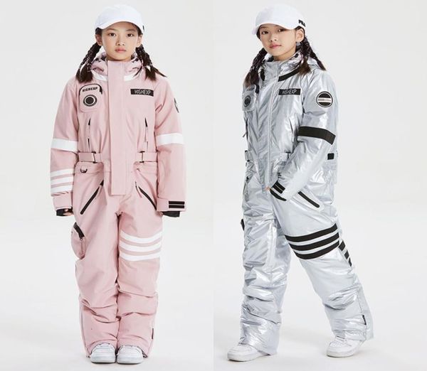 

skiing suits kids ski suit girls ski pants boys waterproof winter warm overalls silver hooded children winter clothing 2211155811540
