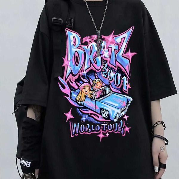 

bratz t shirts women oversized tshirt aesthetic harajuku y2k men streetwear black casual 100% cotton short sleeve 220614tnmgjy8h, White;black