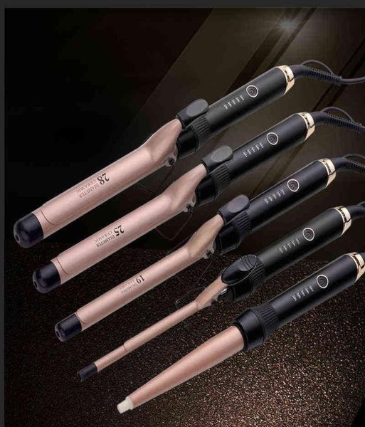 

hair curling iron electric hair curler silver cone long professional five gears curling tong aluminum wand curl iron styler tool h3893010