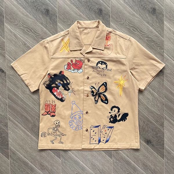 

yellow graffiti short sleeve shirt men women shirts tee, White;black
