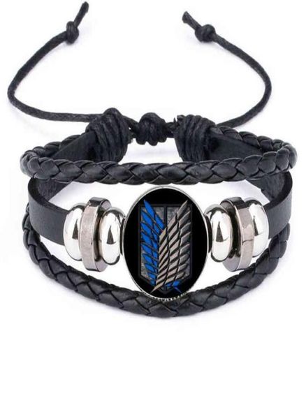 

new fashion anime attack on titan charm bracelet cosplay prop accessories jewelry leather bracelets wristband bangles wristlet6332793, Golden;silver