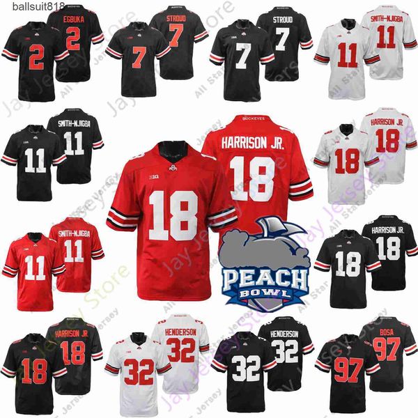 

football jerseys peach bowl college ohio state buckeyes football jersey egbuka c.j. stroud henderson jaxon smith-njigba harrison jr. tuimolo, Black