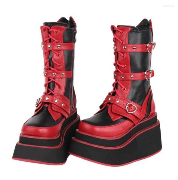 

boots ladies punk rock platform highheeled 2022 women thicksoled zipper demonia cowboy for botines mujer size 438949216, Black