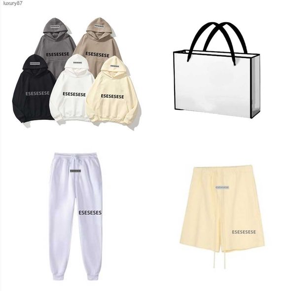 

23ss ess designer sweater men's hoodie t shirt fleece print knitt casual pocket women pants cardigan trend loose hooded couple sports j, Black