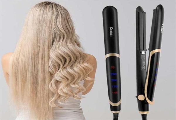 

professional hair straightener curler flat iron negative ion infrared straighting curling corrugation care 2112241588186, Black