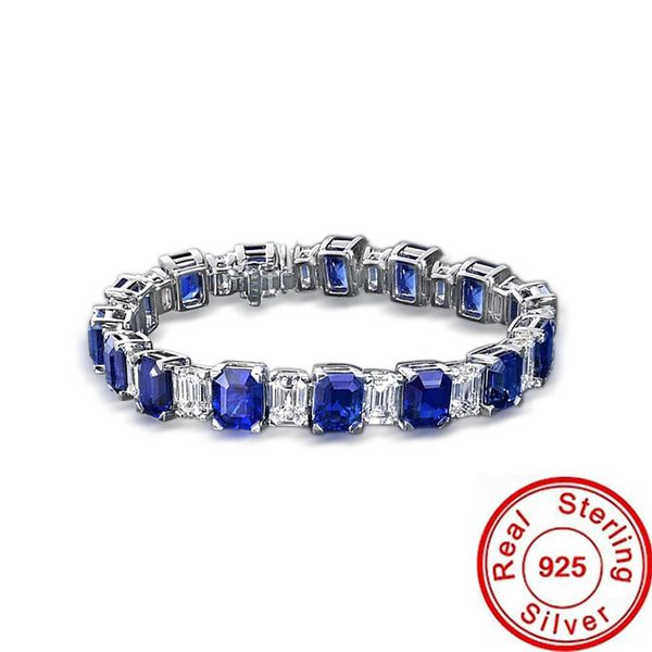

luxury sapphire moissanite diamond bracelet 100% 925 sterling silver party wedding bracelets bangle for women charm jewerly, Golden;silver