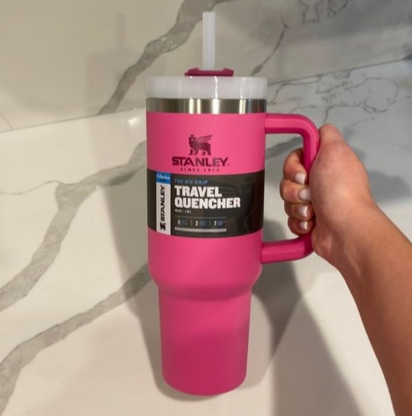 

40oz pink stanley mugs tumbler with handle insulated tumbler lids straw stainless steel coffee tumbler termos cups with logo 0524