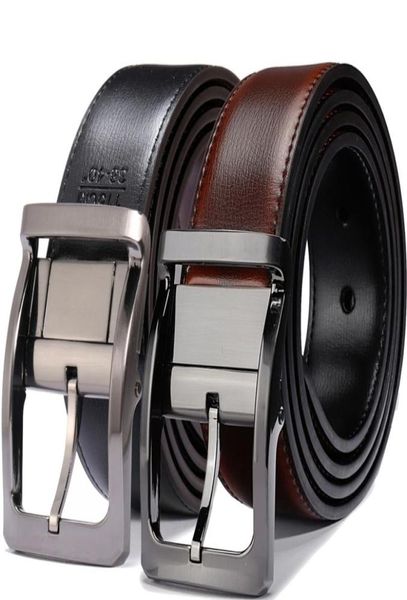 

belts men039s genuine leather reversible belt rotated buckle two in one big and tall 2210317702644, Black;brown