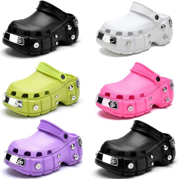 

2023 men women designer sandals slippers slides triple black white rose pink purple brown iron button buckle strap mens platform casual sand