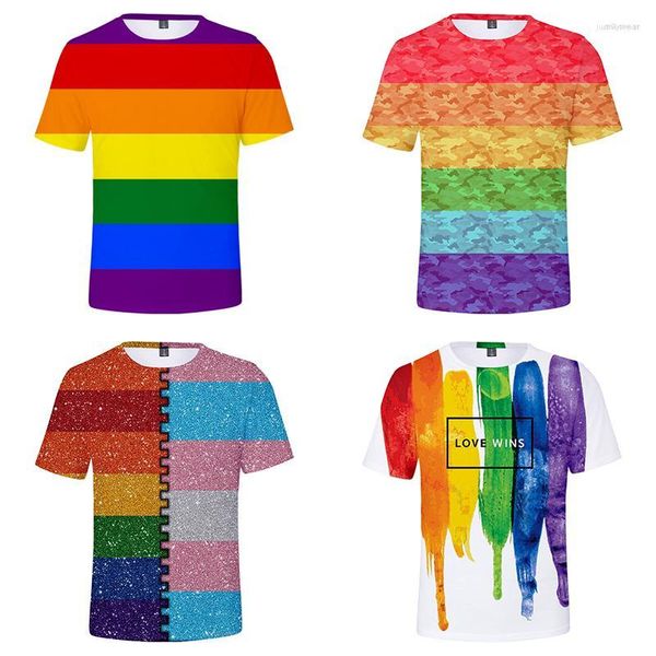 

men's t shirts lgbt rainbow flag lesbians gays 3d summer fashion men women t-shirt short sleeve tee shirt sweatshirts, White;black