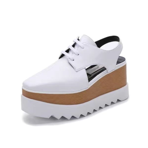 

star leather sandals square platform slope thick stella britt shoes women elyse brushed star slipper platform derbys wedge laceup fashion 08, Black