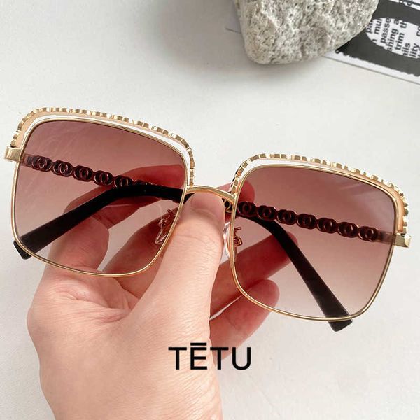 

Designer Fashion luxury cool sunglasses New large frame small Xiangjia chain net red same Sunglasses men's ins women's fashion mixed trend with logo box