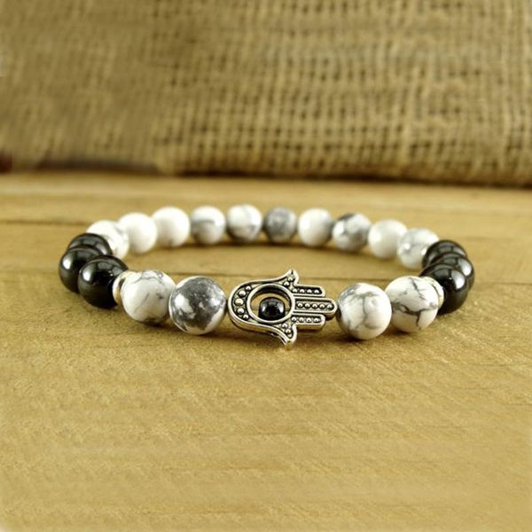 

bangle sn0686 hamsa bracelet popular hamsa hand talisman bracelet hamsa jewelry fatima hand good luck bracelet howlite, Black