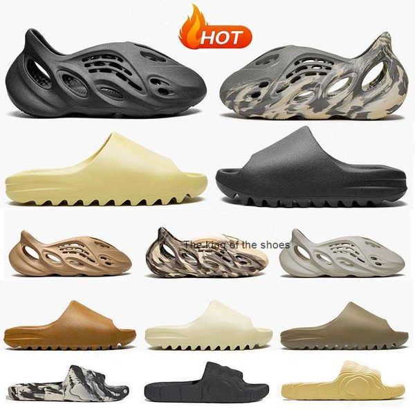 

sandals slides sneakers slippers shoes fashion trainers slider foam runner slippers graffiti bone white resin desert sand designer beach, Black