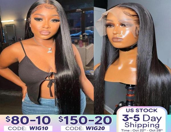 

wig black bone straight front 13x4 lace frontal human for women 30 inch hd transparent pre plucked brazilian hair wigs5508924