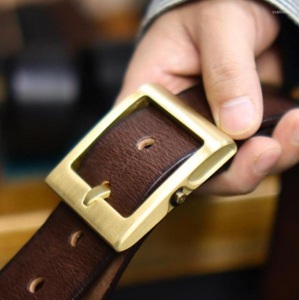 

belts thickened belt handmade retro pin buckle denim style cowhide copper men39s vintage genuine leather3368142, Black;brown