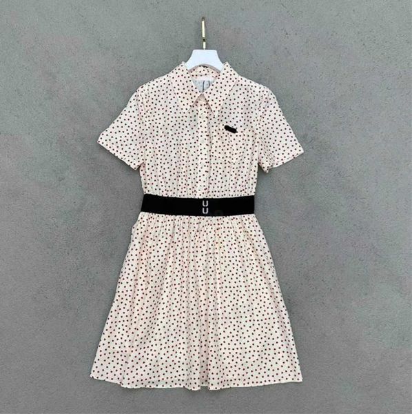 

fashion shirt dresses for women summer lapel polka dot print fabric letter logo print dress designer woman clothing outdoor casual dresses 0, Black;gray