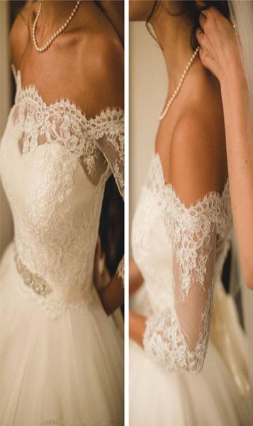 

2019 handmade new lace wedding boleros bridal jackets 34 sleeve whiteivory off shoulder accessories jacket5016812, White