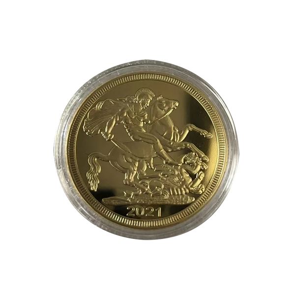 

gift british horse sword saint george valiant knight commemorative coin eli-zabeth ii gold plated metal badge collection coin.cx