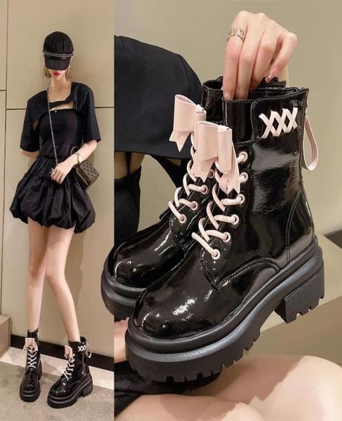 

autumn women039s bow cute short boots college style thicksoled martin boots black sweet and cool nude fashion girls shoes6732603