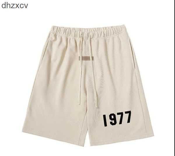 

fashion ess designer hoody hoodie summer fog season 1977 flocking printed cotton short sleeve shorts t-shirt men and women lovers set 9p6b f, Black