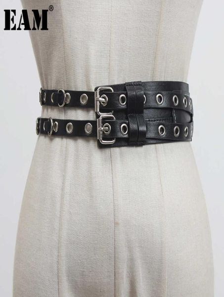 

eam pu leather black irregular split buckle long wide belt personality women new fashion tide allmatch spring 2021 1z435 h09011801212, Slivery;black