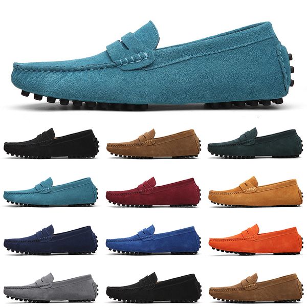 

men designer casual shoes mens slip on lazy suede leather shoe big size 38-47 red blue, Black