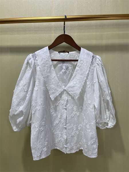 

aje white shirt embroidered cotton collar