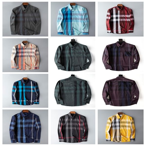 

designers mens dress shirts business fashion casual classic bberry sleeve shirt brands man spring slim fit chemises marque clothing stylist, White;black