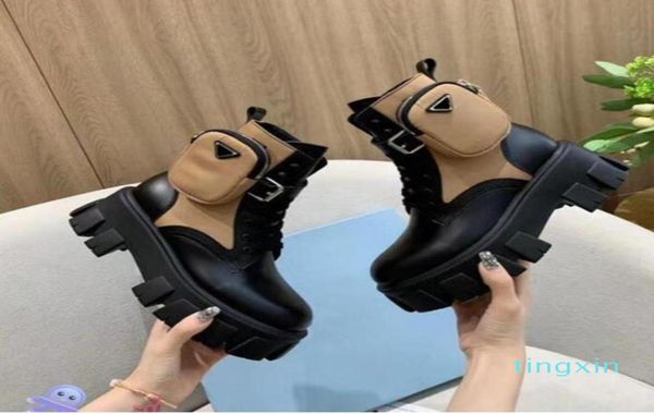 

2022 combat boot chunky rubber sole design laceup round toe booties9828336, Black