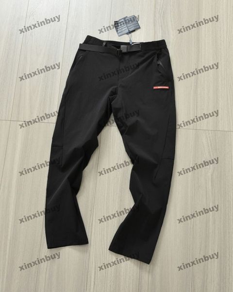 

xinxinbuy men women designer pant metal triangle label milan spring summer casual pants black gray khaki s-3xl, Black;brown