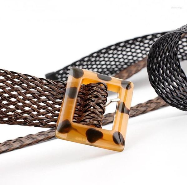 

belts 2022 pu woven fashion allmatch length 110 width 38 spots leopard print yellow buckle head decoration ladies wide belt4382564, Black;brown