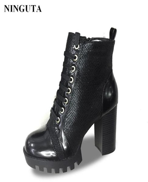 

fashion platform ankle boots for women heels shoes woman t2004258206033, Black