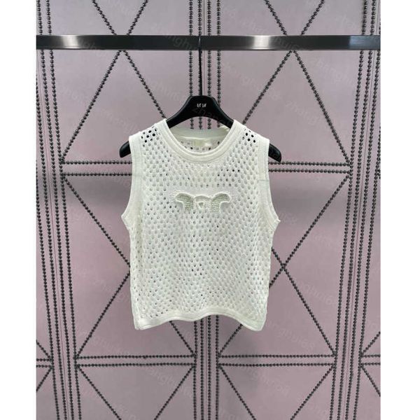 

23ss womens knits womens designer clothing new three-dimensional jacquard drill hollowed out knitted vest womens clothes a1, White