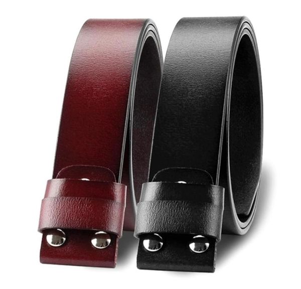 

diy belt genuine leather without buckle replace belt cowskin leather belt body pure color smooth buckle cowhide waistband 2205247289966, Black;brown
