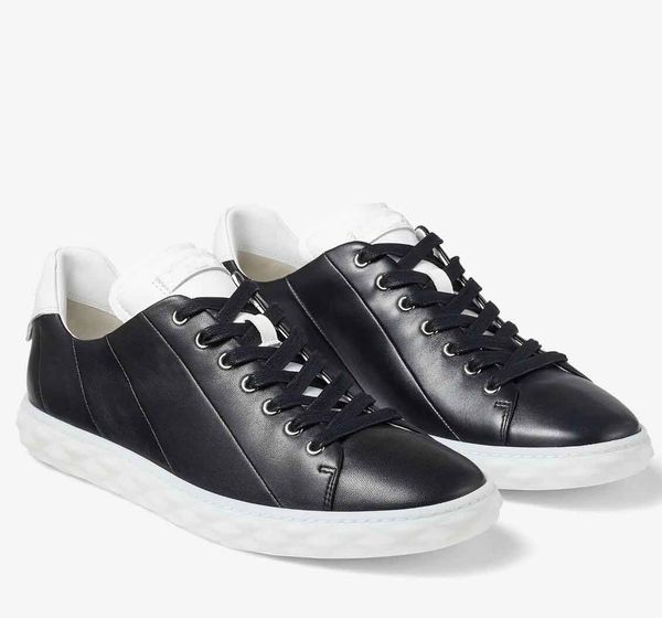 

brand diamond light sneakers shoes men nappa leather low-trainers comfortable rubber sole logo-embossing retro-inspired skateboard walking e, Black