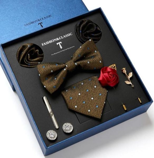 

bow ties drop birthday gift luxurious tie hanky pocket squares cufflink set clip necktie box formal clothing hombre pink4261078, Black;gray
