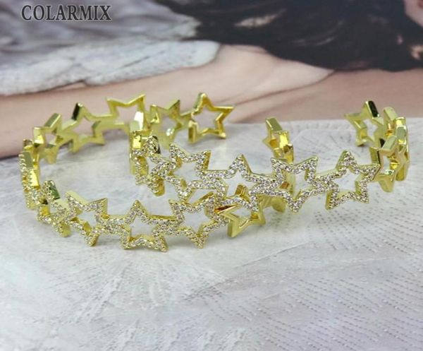 

3pcs star bangle zircon hollow metal mix color bracelet women 314337518751, Black