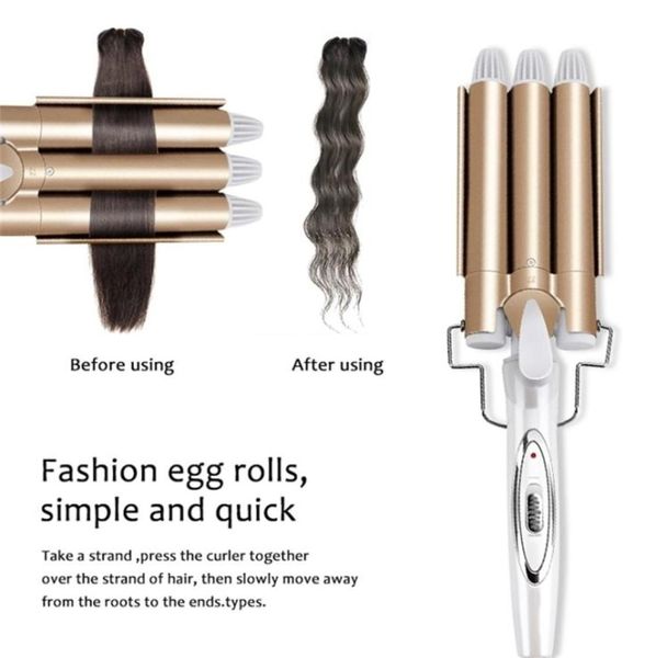 

professional hair tools curling iron ceramic triple barrel styler waver styling curlers electric 2209147991400