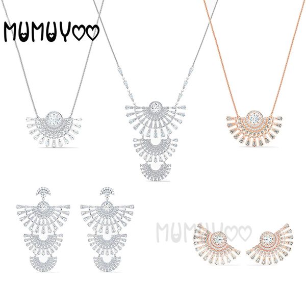 

necklaces 2022 swa trendy necklace fashion jewelry charms austria crystal scalloped fan name necklace ladies jewelry for women gifts, Silver