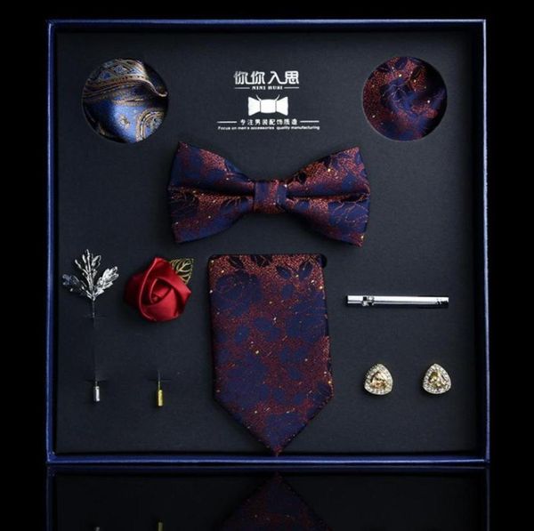 

tie men039s bow business career 8piece gift box suit for boyfriend elder039s birthday 7cm jacquard gifts men ties9806474, Black;gray