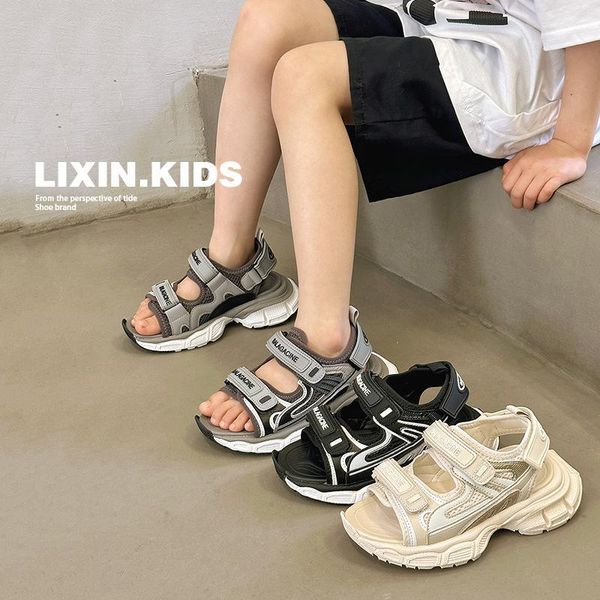 

sandals kids shoes wedge children summer boys girls casual f12610, Black;red