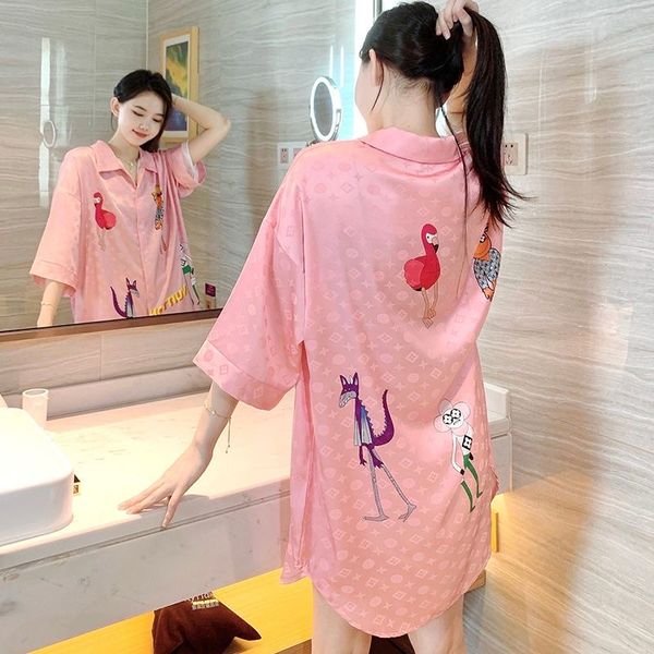 

thin pajamas for women, ice silk breathable summer shirt skirt for women, loose fit for pregnant women, new home wear for outerwear