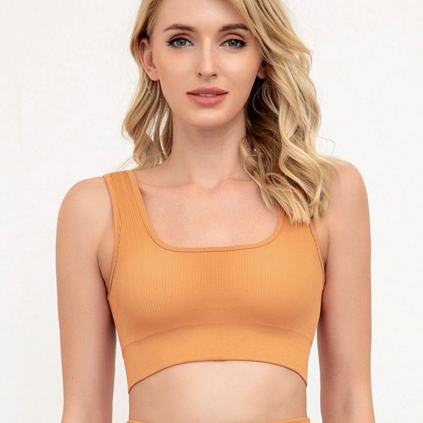 

seamless yoga wear square neck knitted shockproof bra