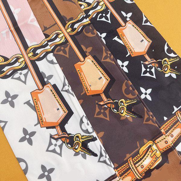 

famous designer luxury scarf silk scarves fabric chiffon letter thin headband women fashion gift long handle bag scarves head wraps 120cm*8c, Blue;gray